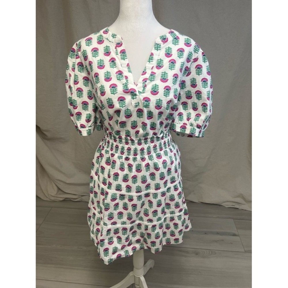 J.Crew Floral Peplum Top/Skirt‎ Set Cottagecore Sz L White Pink Green Coquette